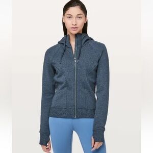 Lululemon Huddle & Hustle Hoodie Heathered Blue Sz 6 Full Zip Sweatshirt
